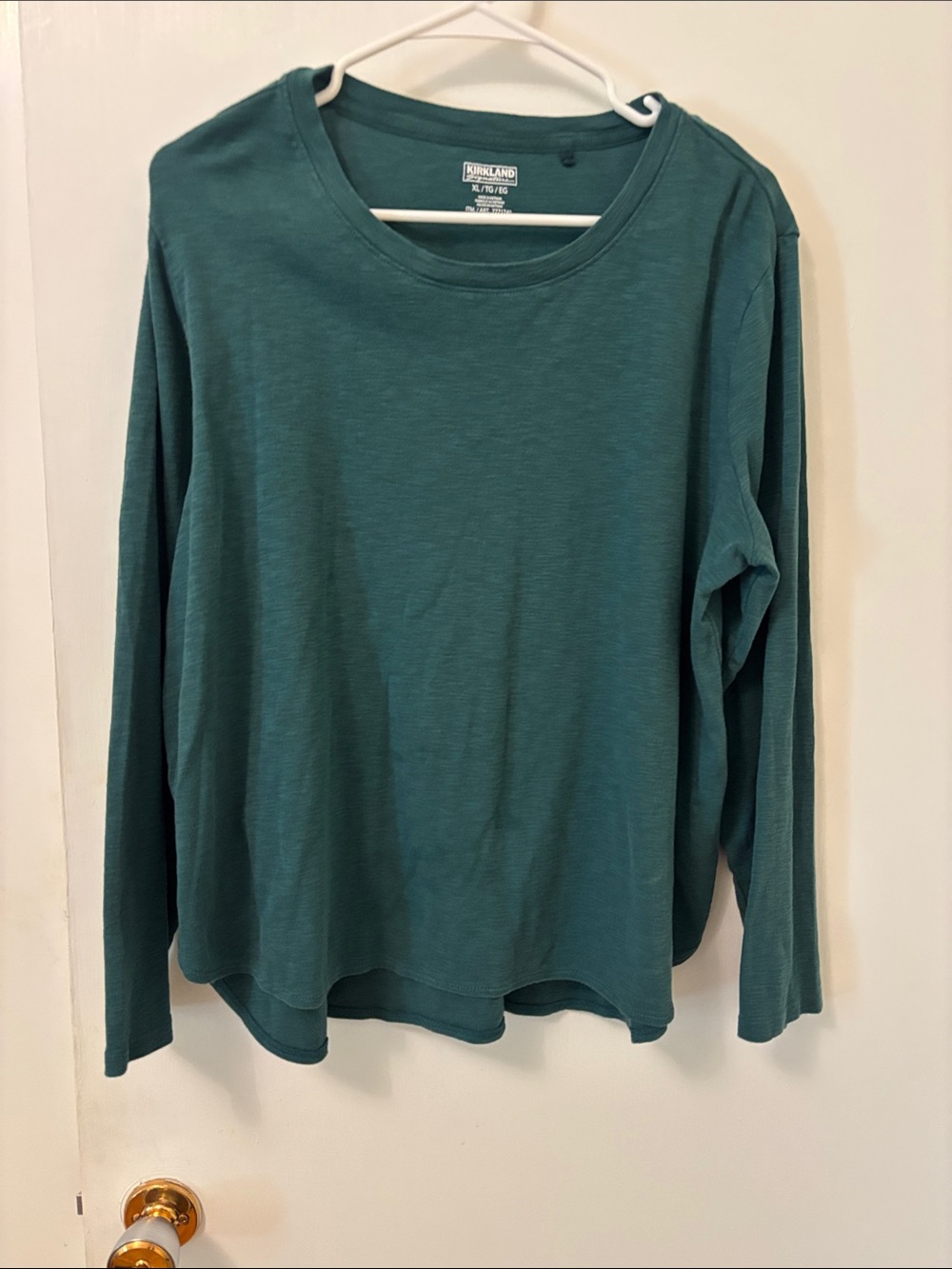 Kirkland Signature Long-Sleeve Crewneck Top - deep green